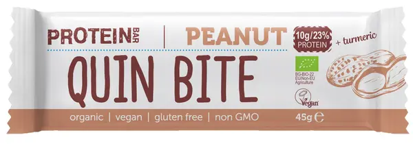 Baton bio proteic cu arahide - Quin Bite 45 g | Quin Bite