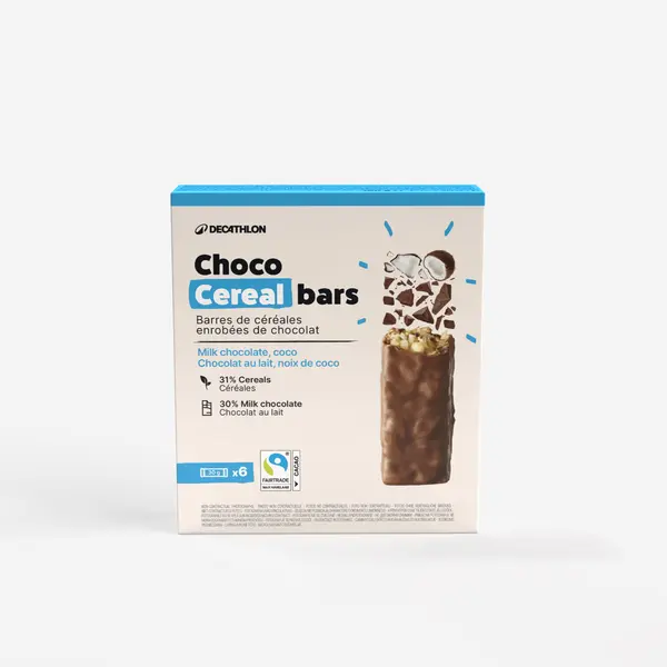 Baton de cereale cu cocos, glazură de ciocolată cu lapte x6