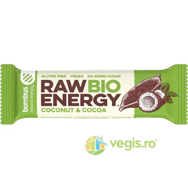 Baton Energizant cu Nuca de Cocos si Cacao fara Gluten 50g