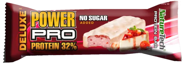Baton energizant Strawberry Cheesecake Power Pro Deluxe, 80g, Nature Tech
