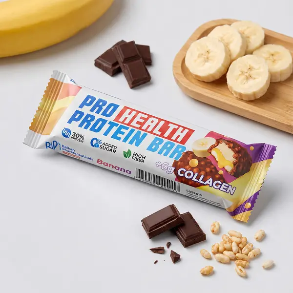 Baton Proteic Banane + Collagen, 50g - Baton