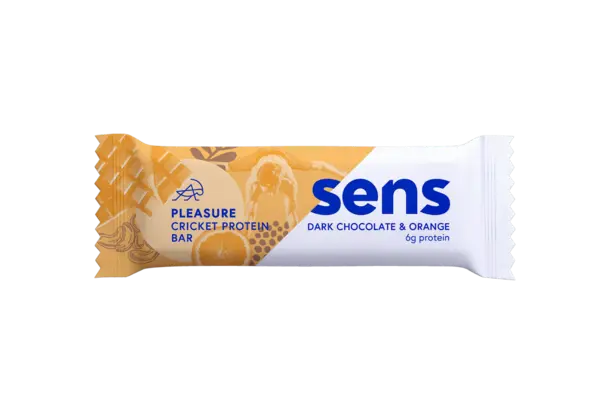 Baton proteic cu aroma de ciocolata neagra si portocala Pleasure, 40g, Sens