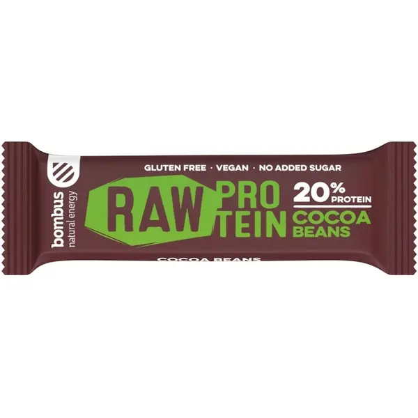 Baton Proteic cu Boabe de Cacao, 20% Proteine, 50g Bombus