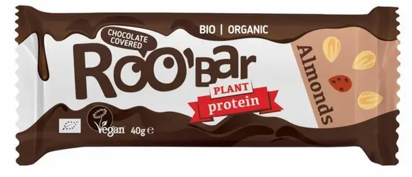 Baton proteic cu ciocolată și migdale, 40 g, Roobar