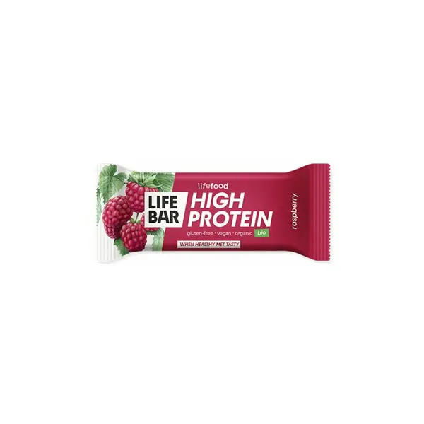 Baton proteic cu zmeura bio 40g Lifebar