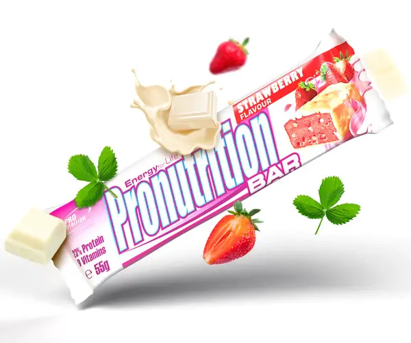 Baton proteic energizant aroma capsuni 55g