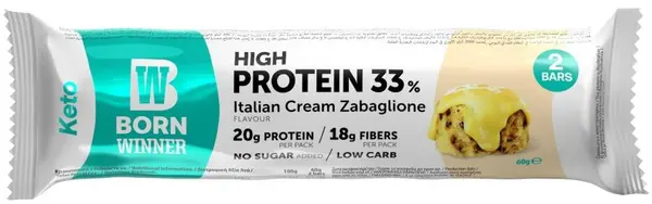 Baton proteic KETO, zabaglione, 60 g, Born Winner