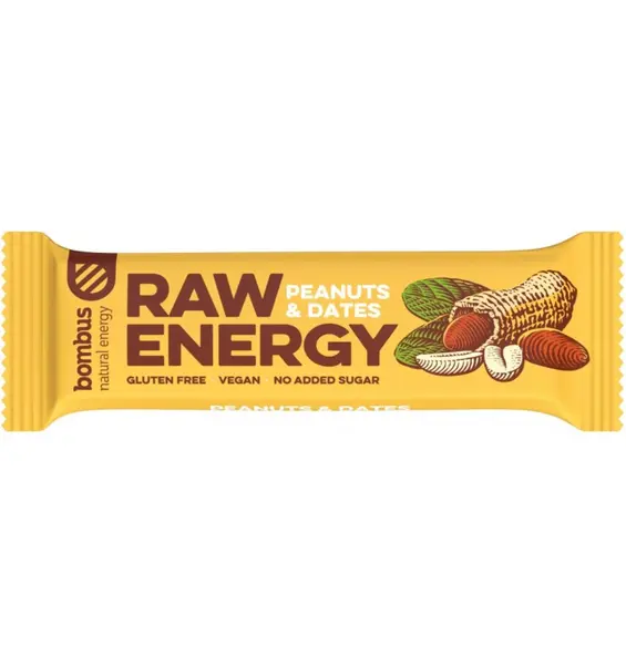 BATON PROTEIC RAW ENERGY CU ARAHIDE SI CURMALE, 50G