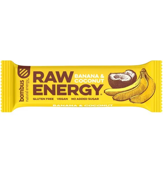 BATON PROTEIC RAW ENERGY CU BANANE SI NUCA DE COCOS, 50G