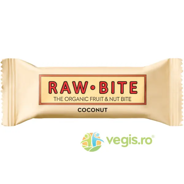Baton Raw cu Nuca de Cocos fara Zahar Adaugat si fara Gluten Ecologic/Bio 50