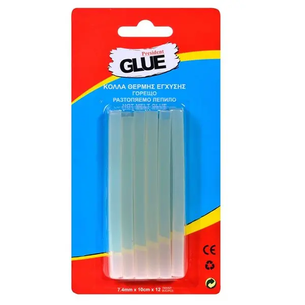 Baton silicon,lipire la cald,7.4mmx10cm,12 bucati set,transparent