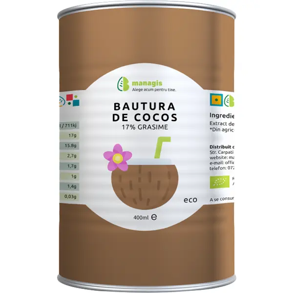 Bautura de Cocos 17% Grasime Ecologica/Bio 400ml