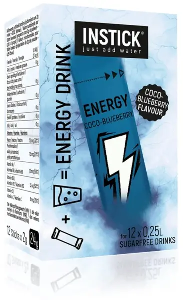 Băutură energizantă instant, nucă de cocos și afine, 12 x 2 g, Instick