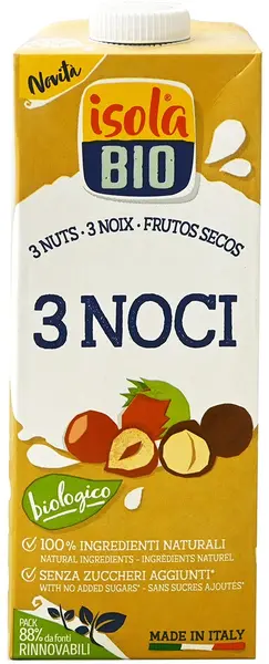 Băutură organică cu alune de pădure, migdale și macadamia, 1 l, Isola Bio