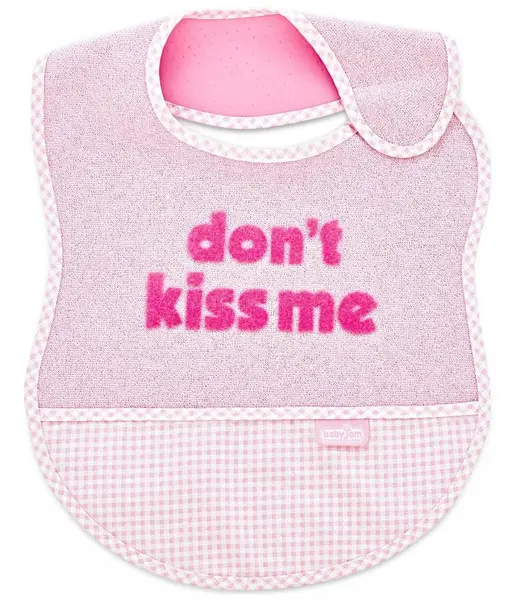 Baveta BabyJem din bumbac Dont Kiss Me Pink