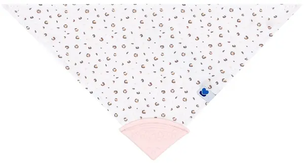 Bavetă bandana cu inel gingival KikkaBoo - Savanna Pattern, Pink