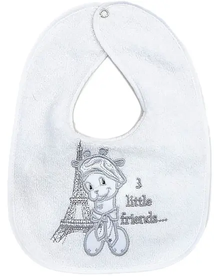 Baveta brodata Bambino Casa - Paris, Bianco