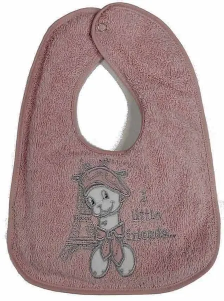 Baveta brodata Bambino Casa - Paris, Rosa