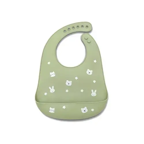Baveta din silicon cu buzunar frontal Lorelli, reglabila, 6 luni+, Verde