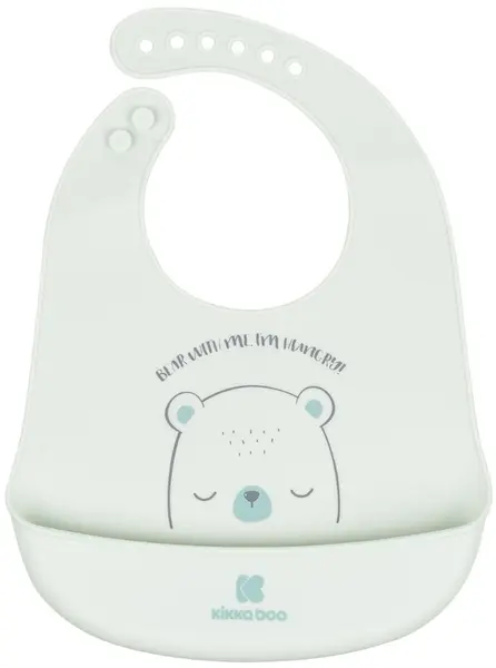 Bavetă din silicon KikkaBoo - Bear with me, Mint