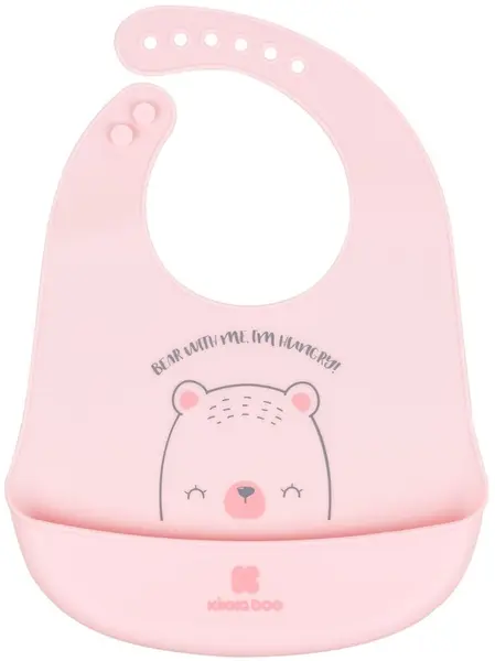 Bavetă din silicon KikkaBoo - Bear with me, Pink