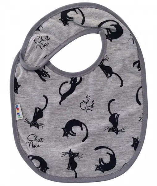 Baveta impermeabila din bumbac cu inchidere velcro 23x20cm Akuku Grey Cats