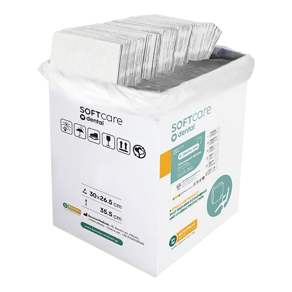Bavete alb 2 straturi Bournas Medicals Soft Care Dental Bibs Standard White 33x45cm 500buc