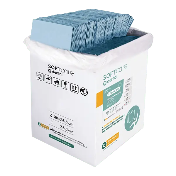 Bavete albastru 2 straturi Bournas Medicals Soft Care Dental Bibs Standard Blue 33x45cm 500buc