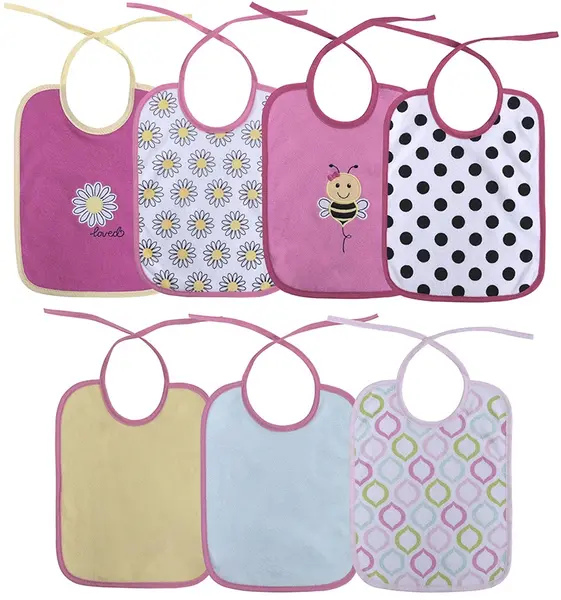 Bavete Lorelli Baby Care - Pentru fetiță, dubli, cu șnur, set de 7 buc