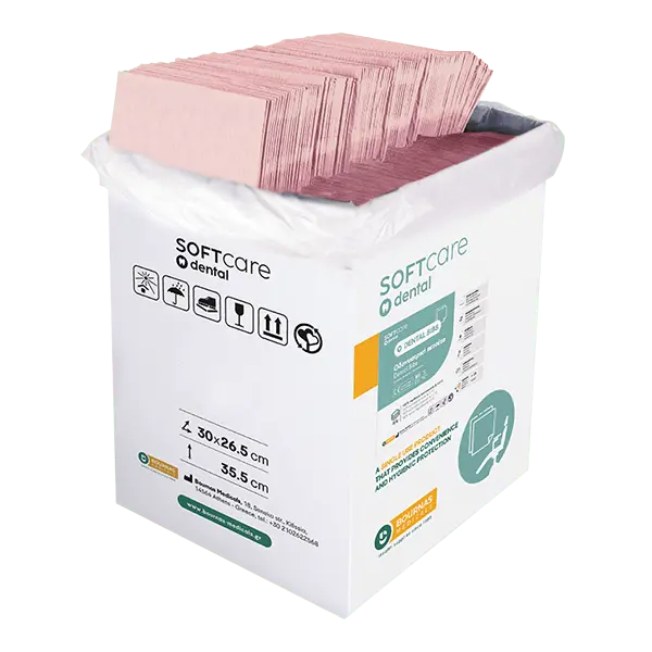 Bavete roz 2 straturi Bournas Medicals Soft Care Dental Bibs Standard Pink 33x45cm 500buc