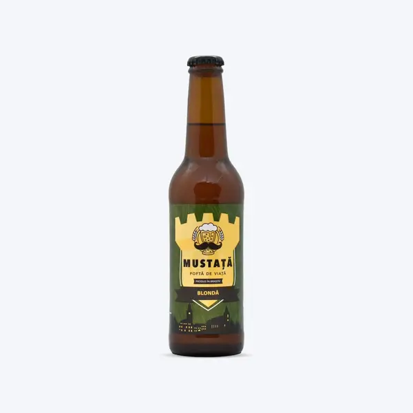 Bax, bere artizanală, Mustață de Bere, Blondă, 330ml - Sticlă 0.33L / 24 buc.