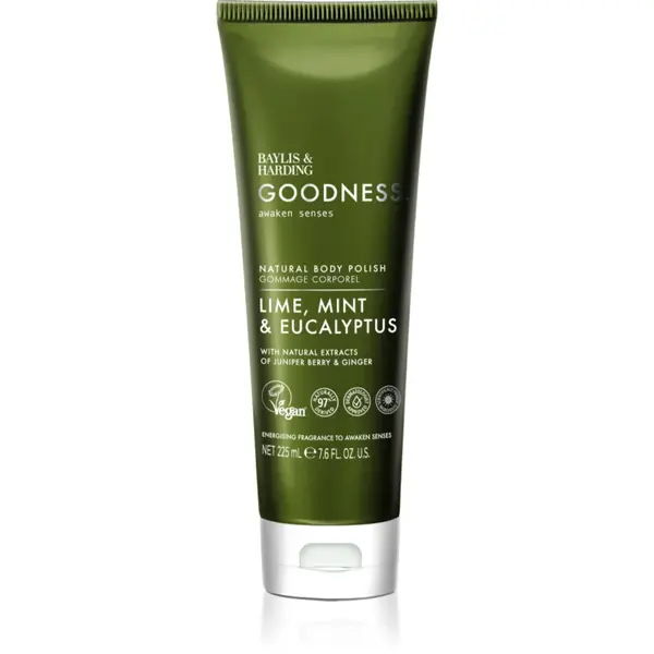 Baylis & Harding Goodness Awaken Senses peeling pentru corp cu efect revigorant parfum Lime, Mint & Eucalyptus 225 ml