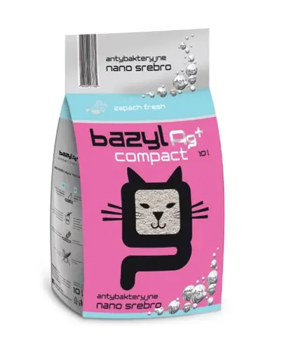BAZYL Ag+ Compact Fresh 10 L nisip litiera pisici cu nano argint si miros fresh
