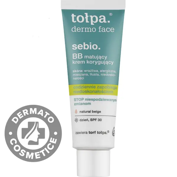 BB cream matifiant SPF30 pentru ten gras si acneic Dermo Face Sebio, 40ml, Tołpa