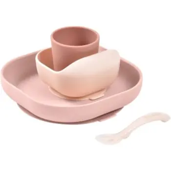 Beaba 4-Piece Silicone Dinner Set serviciu de masă pentru copii Cotton Candy 4m+