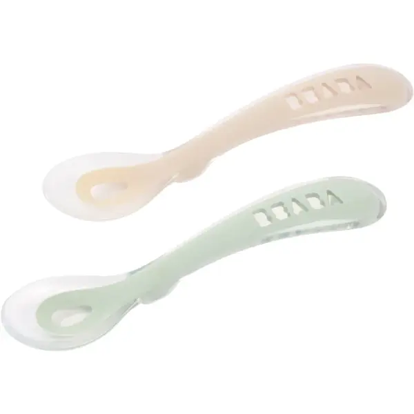 Beaba Silicone Spoon Set linguriță Clay / Misty green 8m+ 2 buc