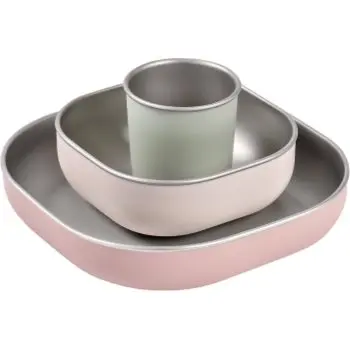 Beaba Stainless Steel Meal Set serviciu de masă pentru copii Cotton Candy 4m+