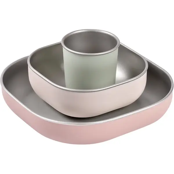 Beaba Stainless Steel Meal Set serviciu de masă pentru copii Cotton Candy 4m+