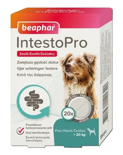 BEAPHAR IntestoPro tablete pentru susținerea consistenței normale a scaunului 20 buc pentru câini (peste 20kg)