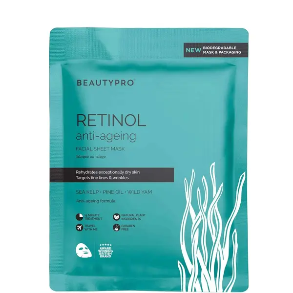 BeautyPro Retinol Anti-Ageing Facial Sheet Mask - 100% Biodegradable