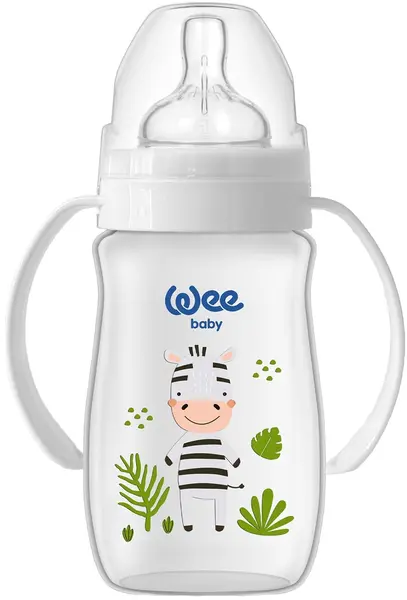 Bebeluș cu mânere Wee Baby - Safari, PP, 250 ml, zebră