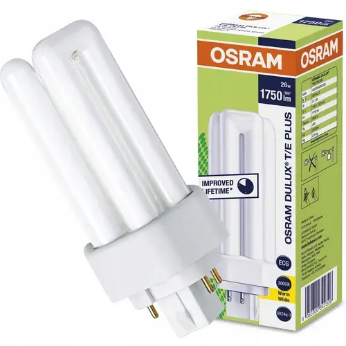 Bec fluorescent, Osram, 26W, 1800 lm, 3000K, Alb cald