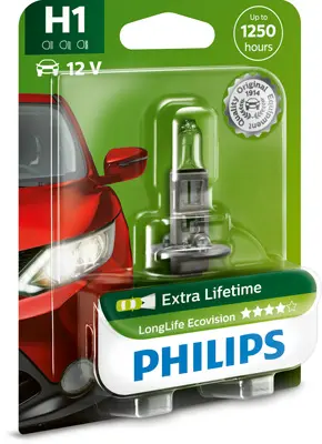 Bec incandescent PHILIPS Long Life Eco Vision H1 12V 12258LLECOB1