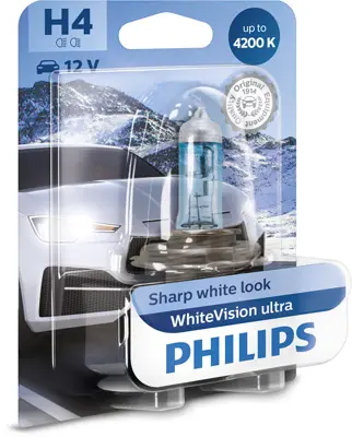Bec incandescent PHILIPS White Vision Ultra H4 12V 12342WVUB1