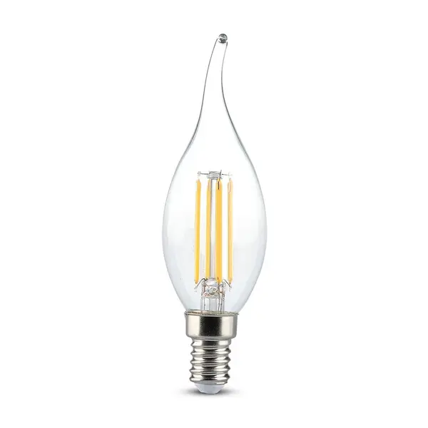 Bec LED - 4W Filament E14 Tip Lumânare cu flacără Amber Alb cald