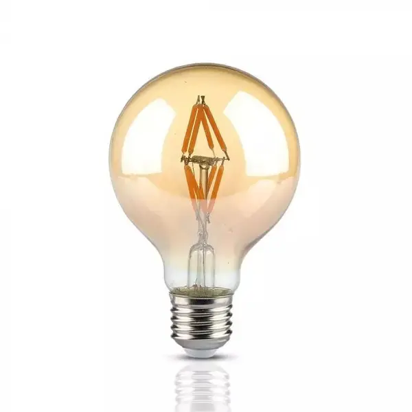 Bec LED - 4W Filament E27 G80 Amber Alb cald