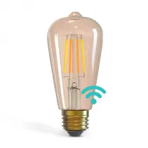 Bec LED inteligent cu WiFi AlecoAir BE27 Amber, Temperatura lumina reglabila, Control prin asistenti vocali
