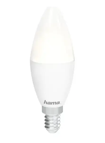 Bec LED Smart Hama 176586, Control Vocal/Aplicatie, E14, 470 lm, 5.5W, Clasa F (Alb)