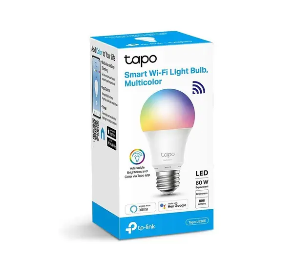 Bec LED smart WiFi RGB TP-Link Tapo L530E, E27, 8.7W, 806 lm, 16 milioane culori, compatibil Alexa si Google Assistant