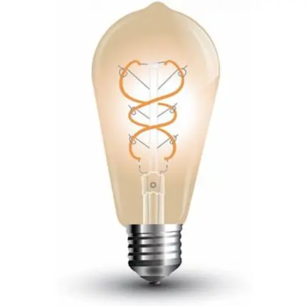 Bec LED ST64 E27 5W cu filament, reglabil 2200K alb cald V-TAC SKU-7416